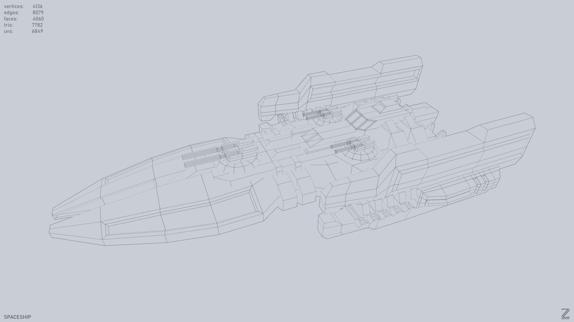 Spaceship Low-poly 3D model_8