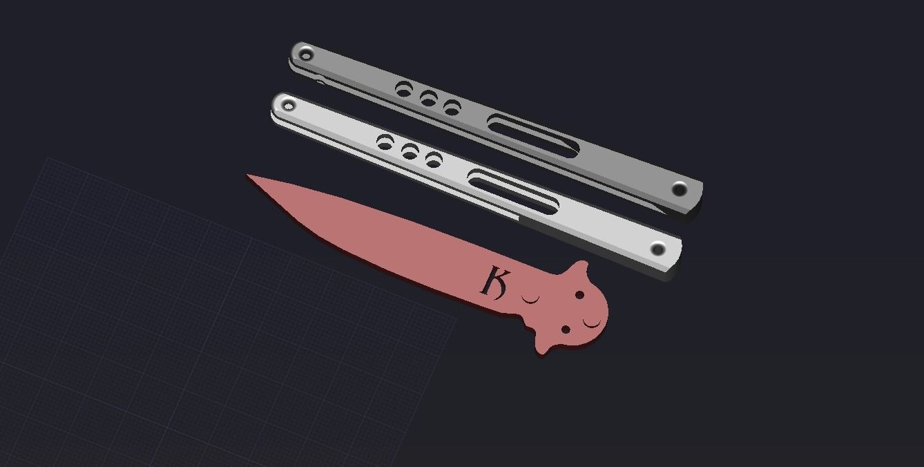 Balisong or Butterfly trainer knife K Free 3D print model_1