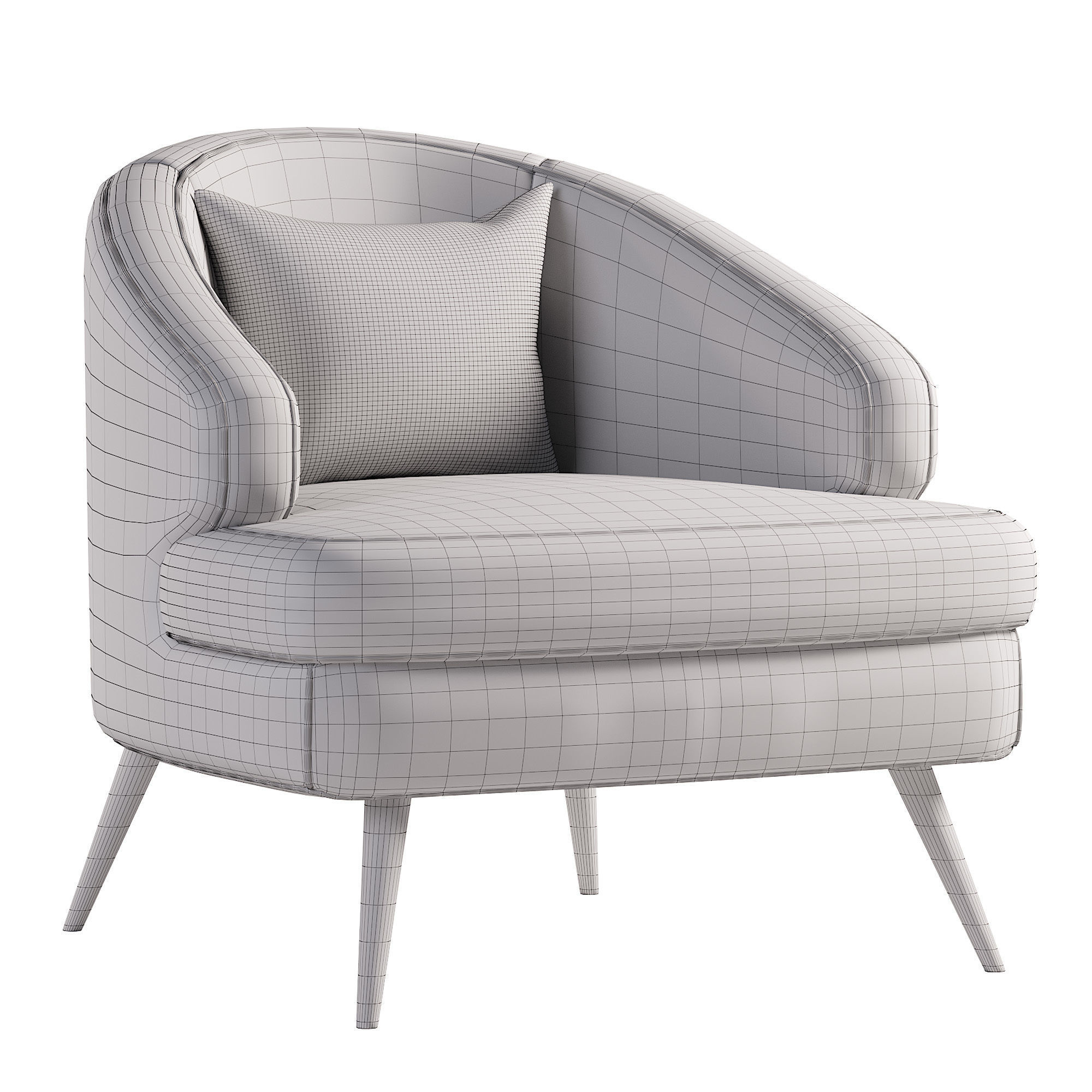 Armchair modern Low-poly 3D model_7