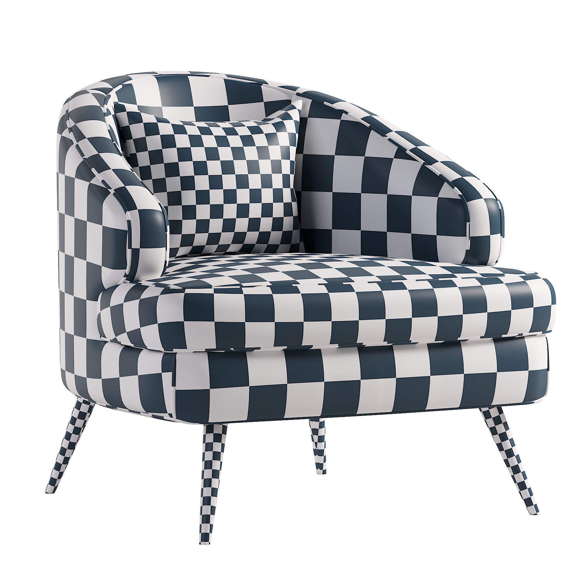 Armchair modern Low-poly 3D model_5