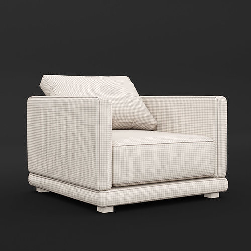 Modern fabric chair 3D model 2