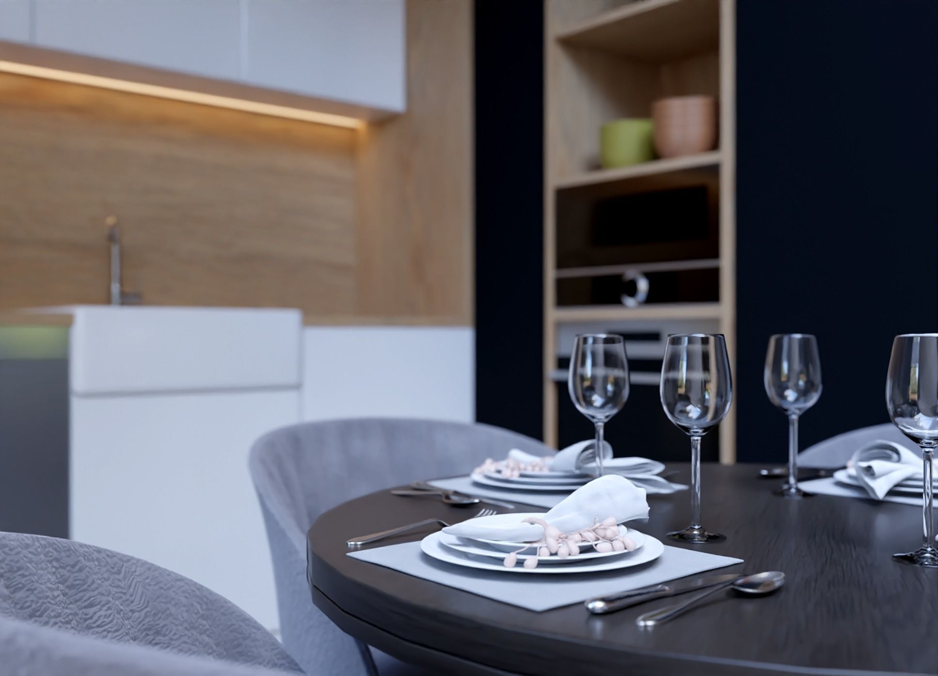 Modern Interior- Living Room and Kitchen 3D model_6