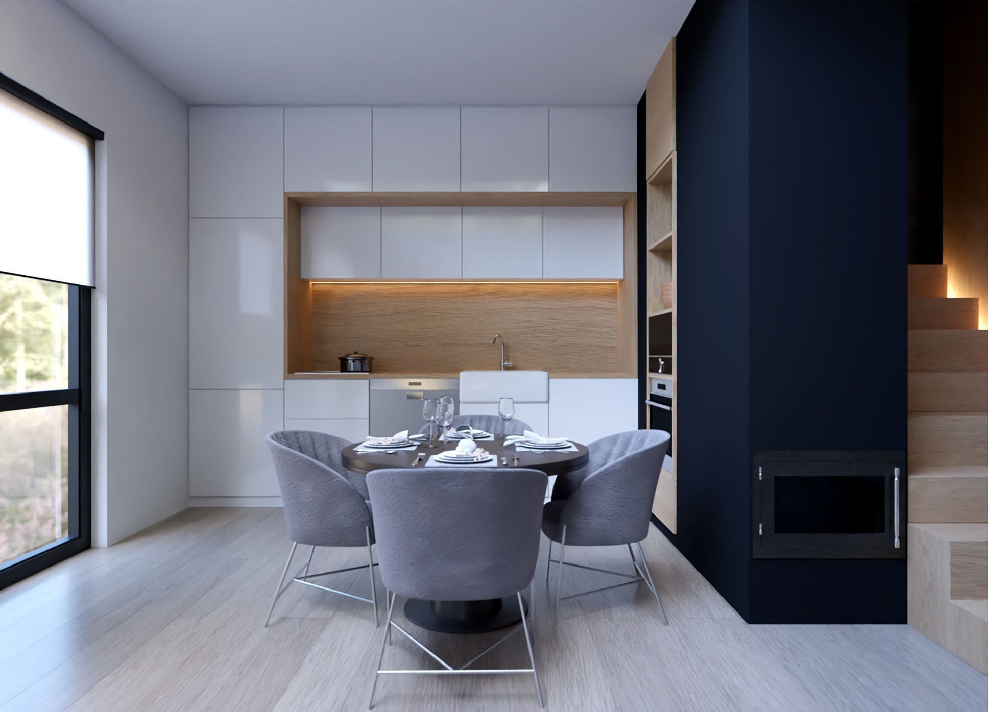 Modern Interior- Living Room and Kitchen 3D model_3