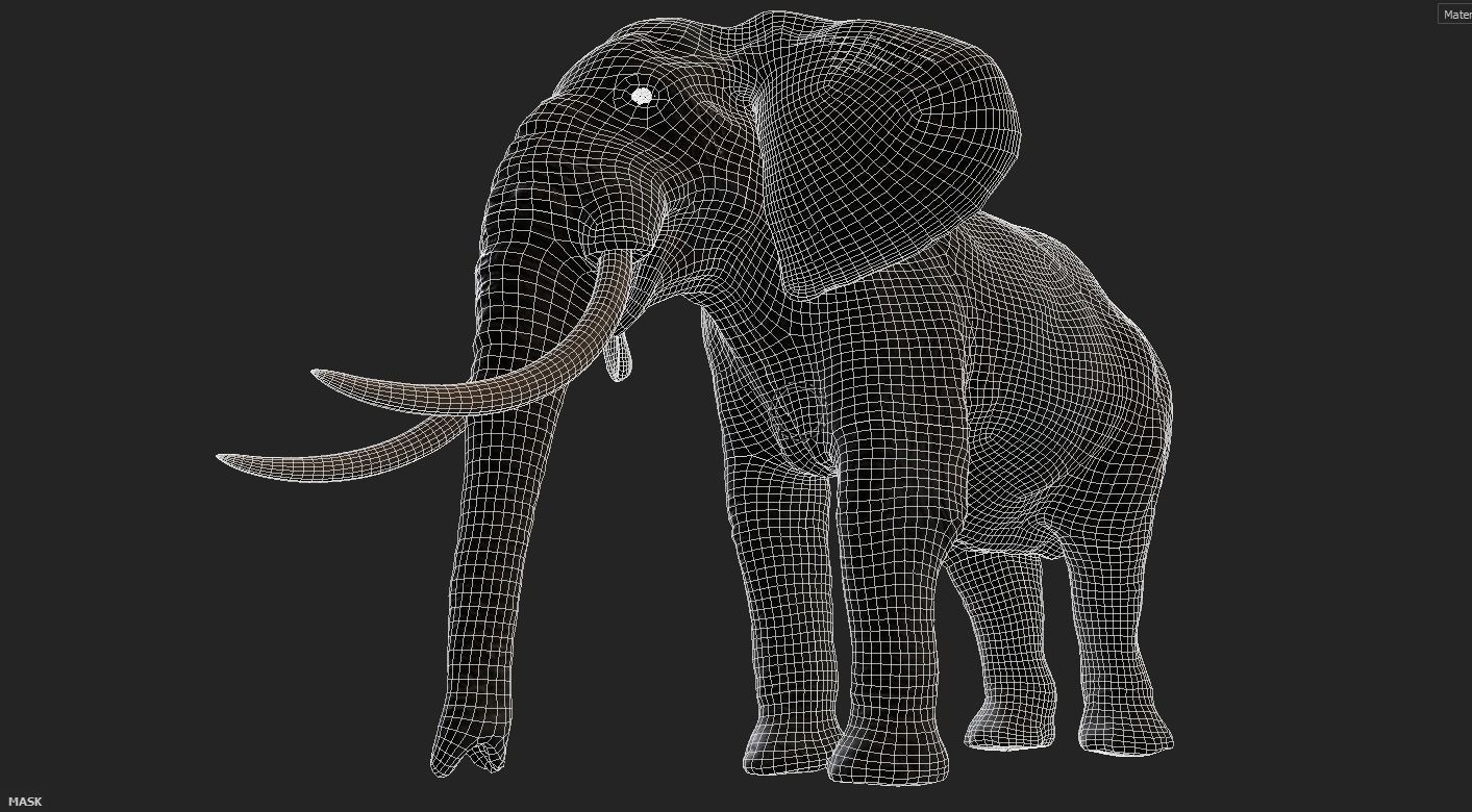 Elephant with long tusks Low-poly 3D model_19