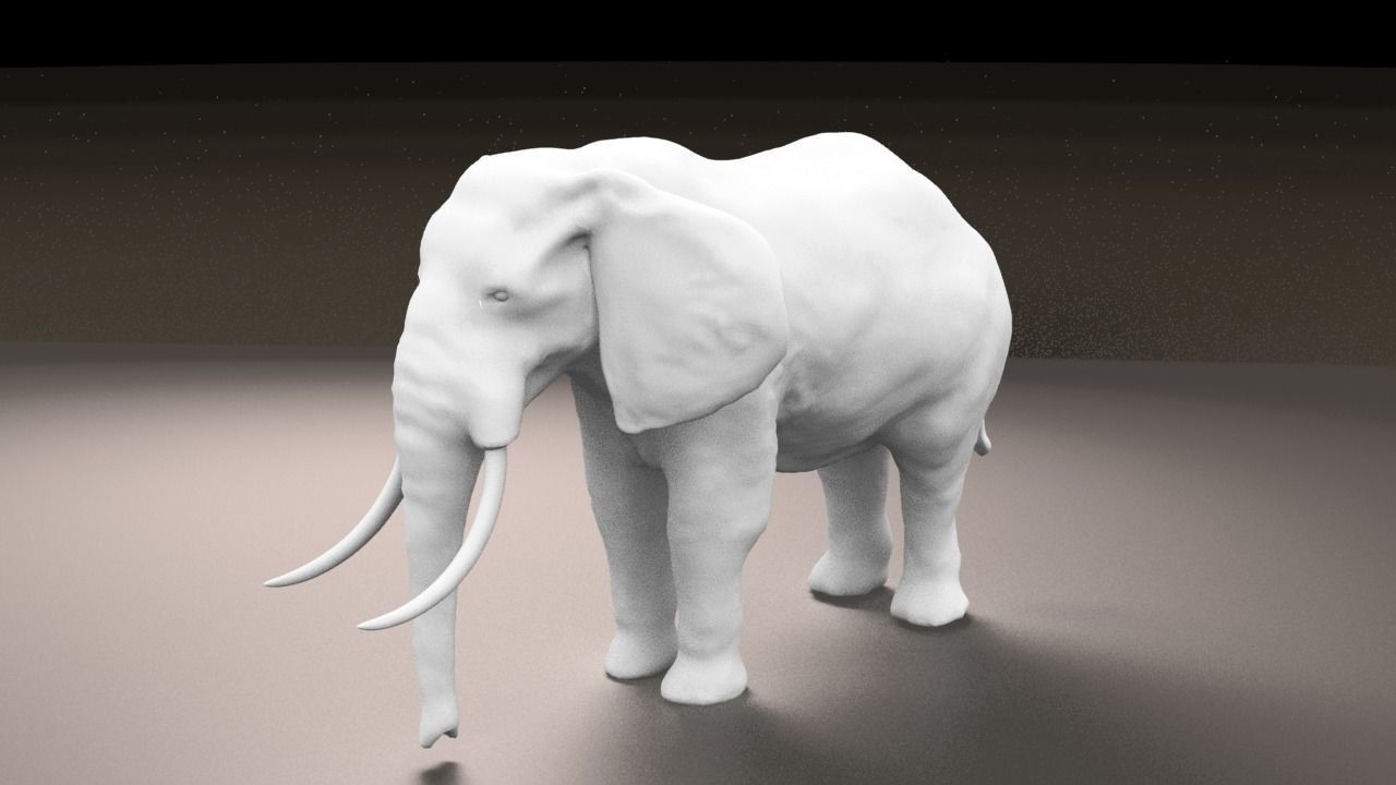 Elephant with long tusks Low-poly 3D model_8