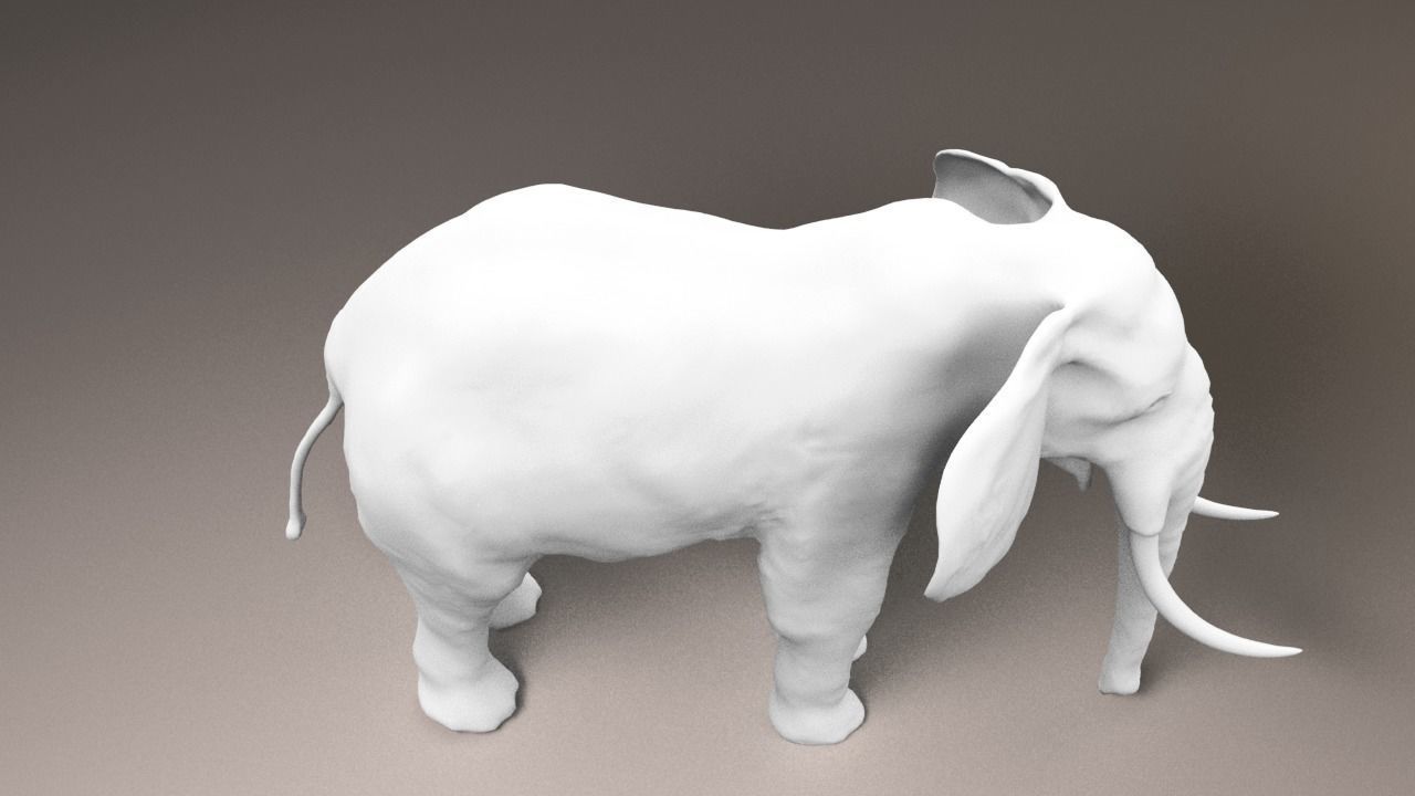 Elephant with long tusks Low-poly 3D model_10