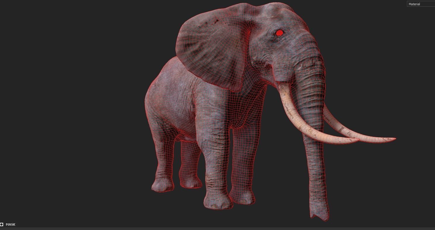 Elephant with long tusks Low-poly 3D model_18