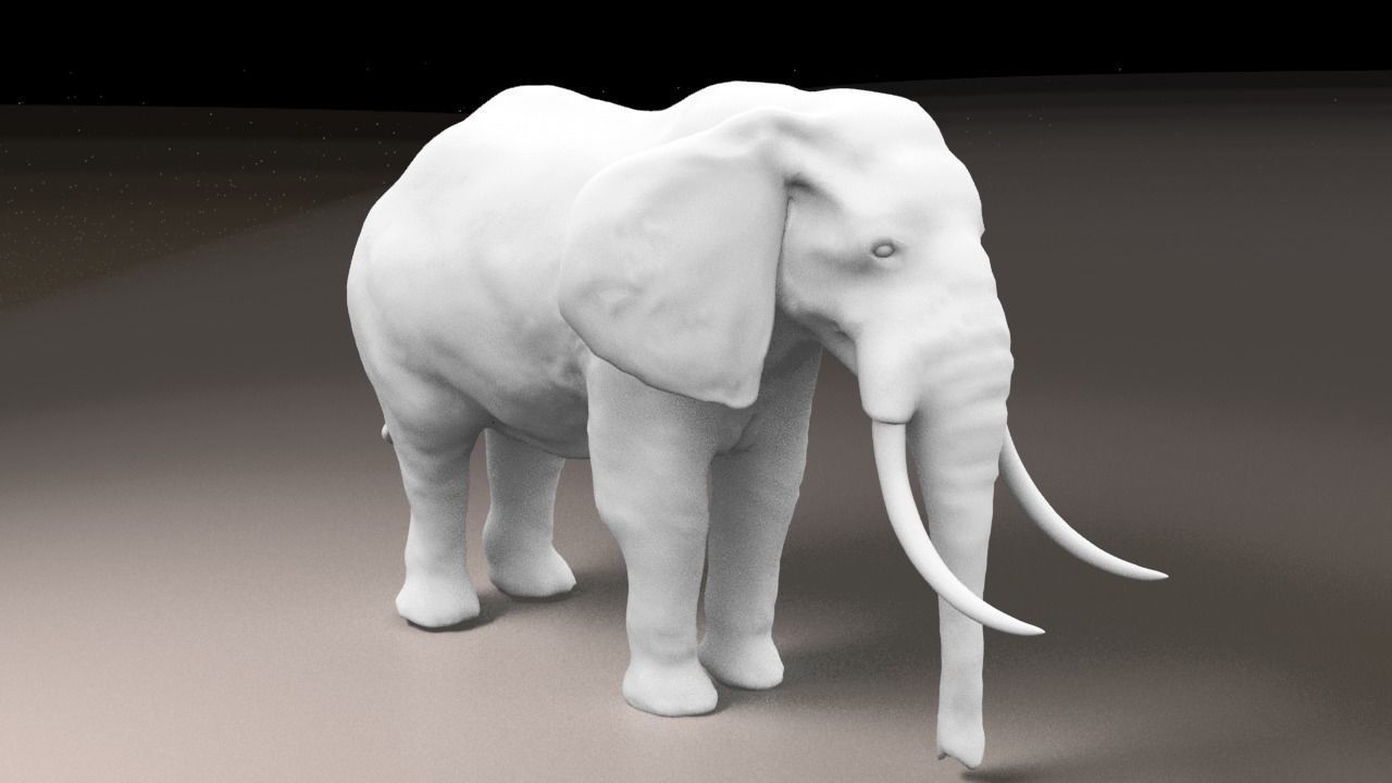 Elephant with long tusks Low-poly 3D model_9