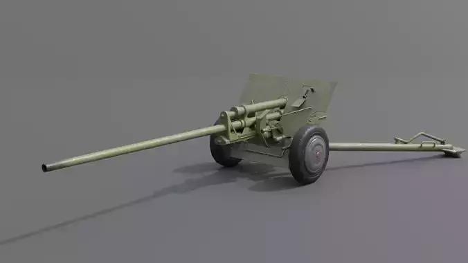  ZIS-2 57 mm anti-tank Low-poly 3D model