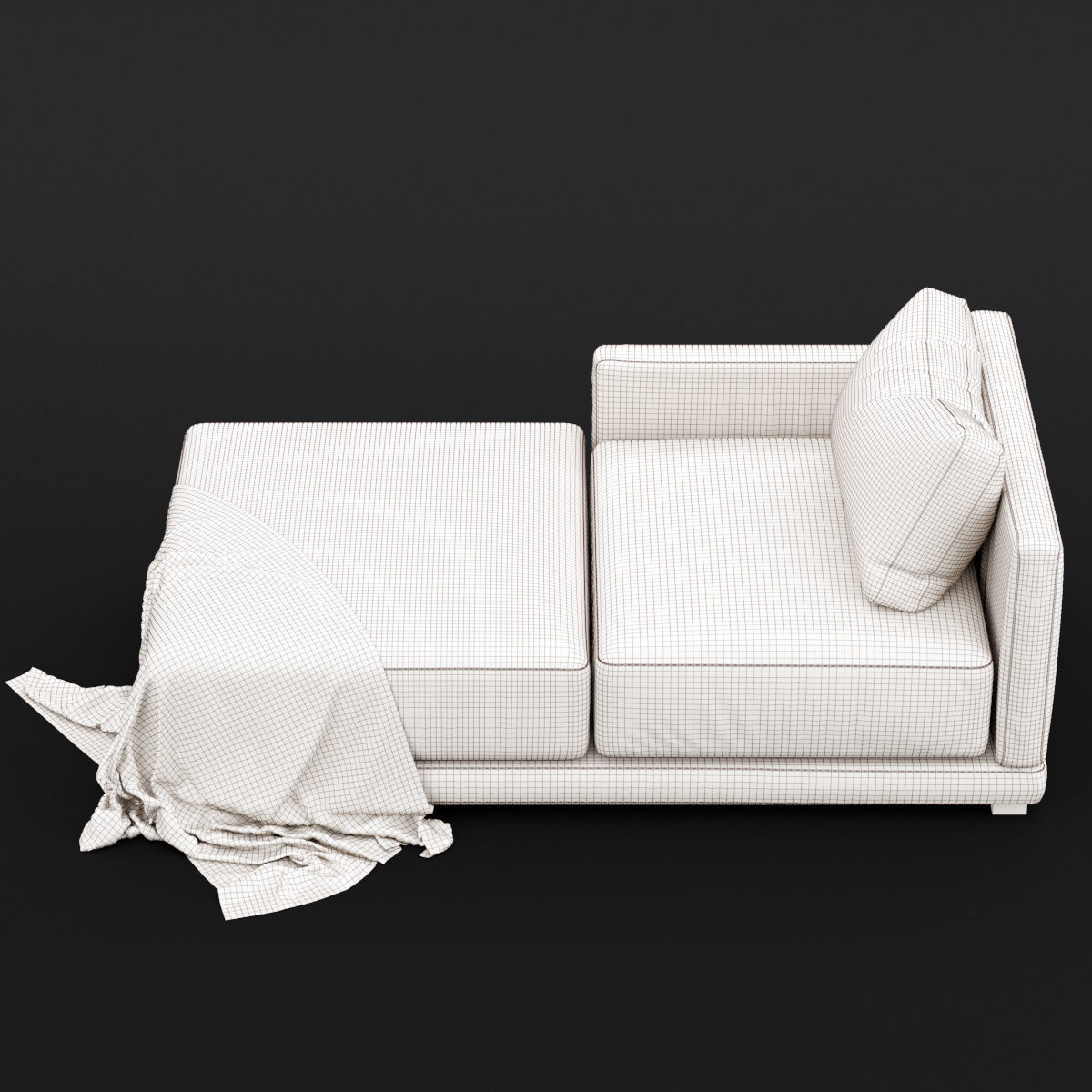 Daybed 1 couch with blanket 3D model_3