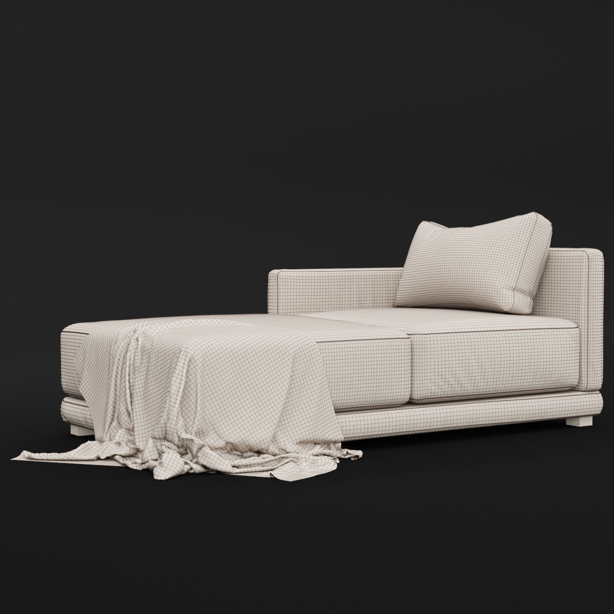 Daybed 1 couch with blanket 3D model_1