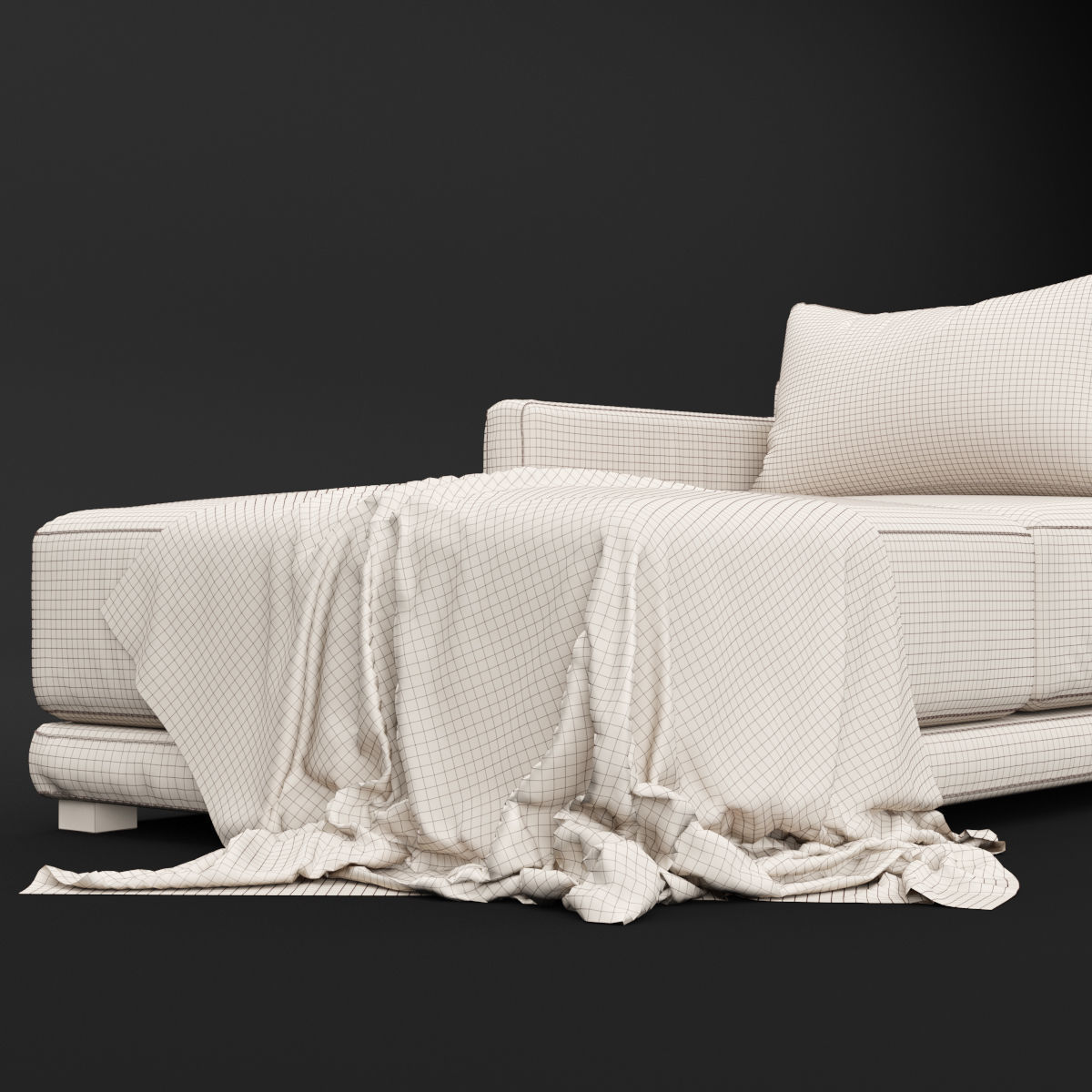 Daybed 1 couch with blanket 3D model_21