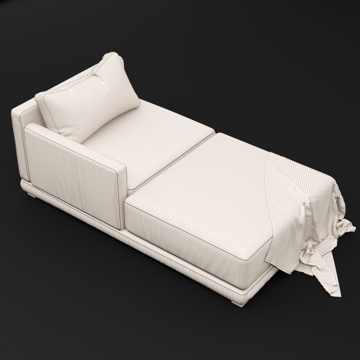 Daybed 1 couch with blanket 3D model_7