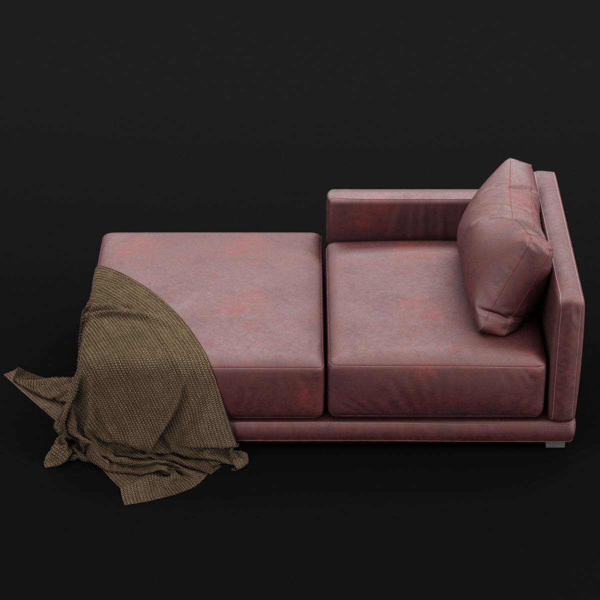 Daybed 1 couch with blanket 3D model_2