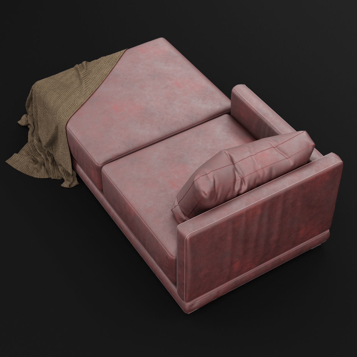 Daybed 1 couch with blanket 3D model_4
