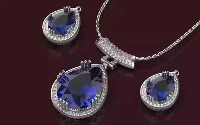jewelry set sapphire and diamond