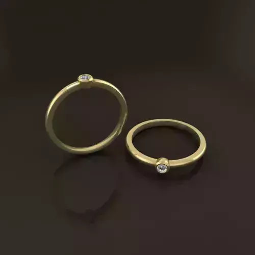 Bezel Single Diamond Ring 2mm50 Mix Size