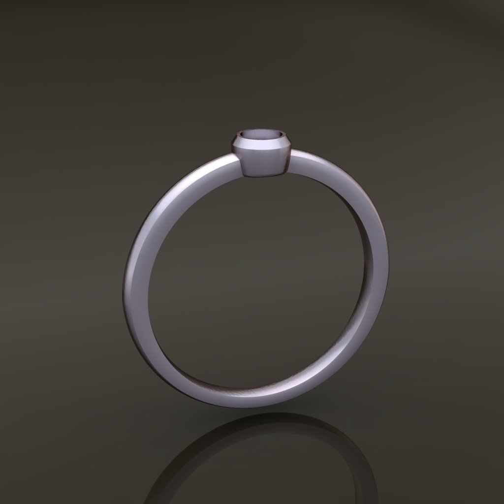 Bezel Single Diamond Ring 3mm Mix Size 3D print model_8