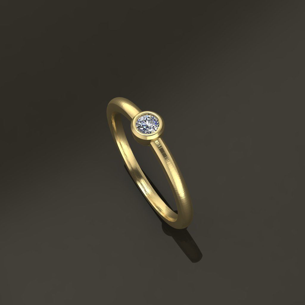 Bezel Single Diamond Ring 3mm Mix Size 3D print model_4