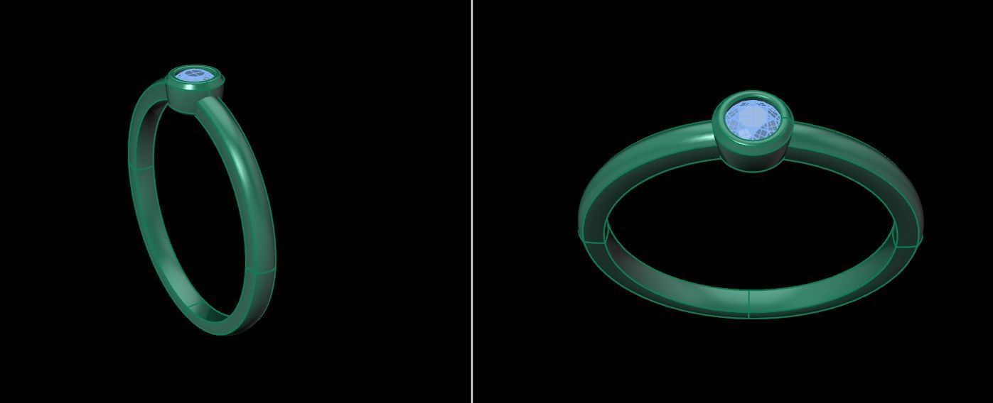 Bezel Single Diamond Ring 3mm Mix Size 3D print model_20