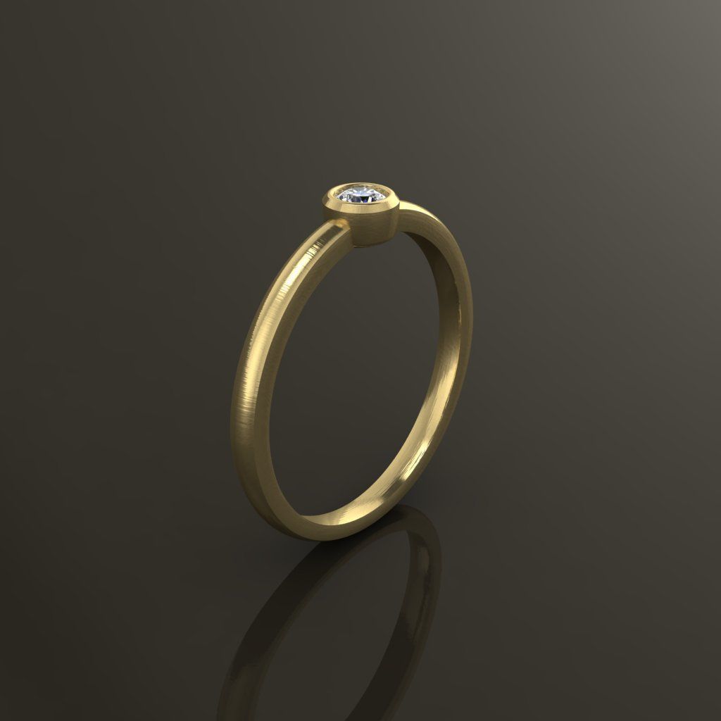 Bezel Single Diamond Ring 3mm Mix Size 3D print model_1