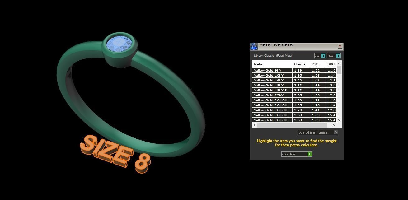 Bezel Single Diamond Ring 3mm Mix Size 3D print model_13