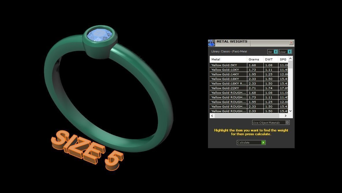 Bezel Single Diamond Ring 3mm Mix Size 3D print model_10