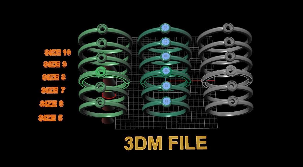 Bezel Single Diamond Ring 3mm Mix Size 3D print model_3
