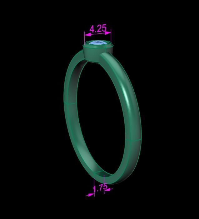 Bezel Single Diamond Ring 3mm Mix Size 3D print model_17