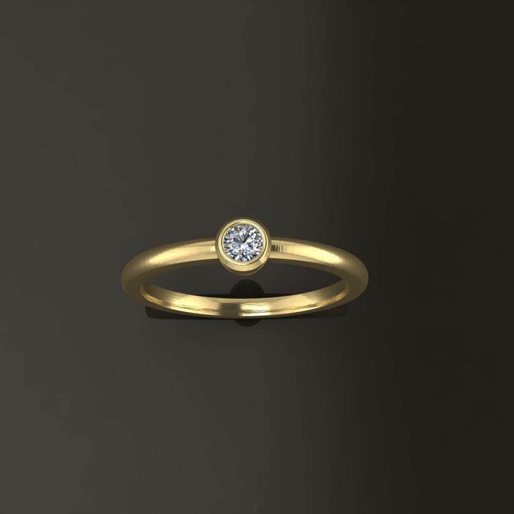 Bezel Single Diamond Ring 3mm Mix Size 3D print model_5