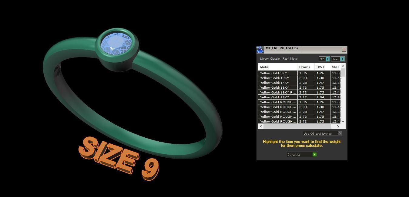 Bezel Single Diamond Ring 3mm Mix Size 3D print model_14