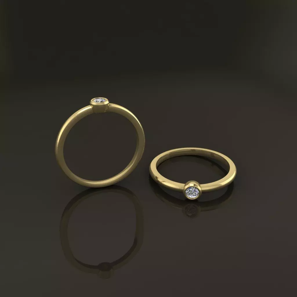 Bezel Single Diamond Ring 3mm Mix Size 3D print model_0