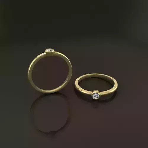 Bezel Single Diamond Ring 3mm Mix Size