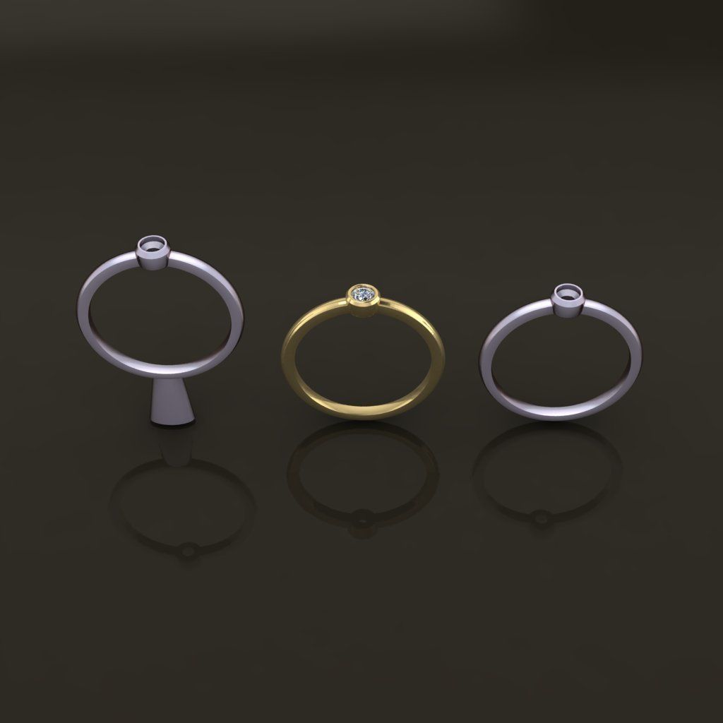 Bezel Single Diamond Ring 3mm Mix Size 3D print model_7