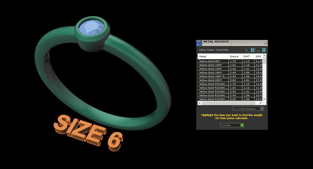 Bezel Single Diamond Ring 3mm Mix Size 3D print model_11