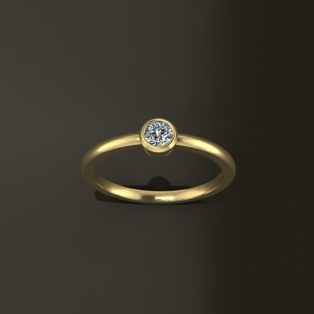 Bezel Single Diamond Ring 3mm50 Mix Size 3D print model_7