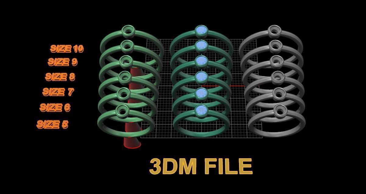 Bezel Single Diamond Ring 3mm50 Mix Size 3D print model_3