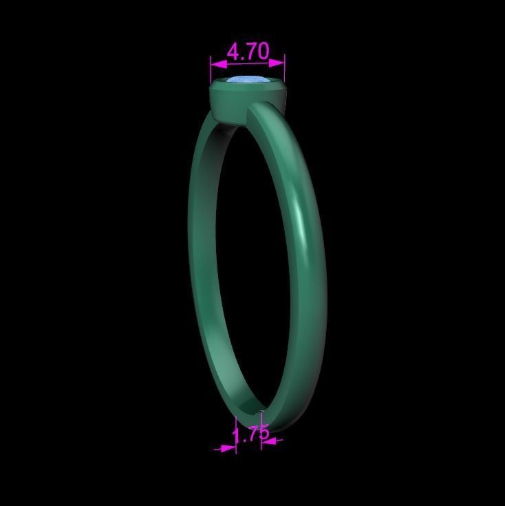 Bezel Single Diamond Ring 3mm50 Mix Size 3D print model_18