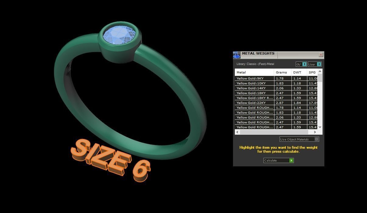 Bezel Single Diamond Ring 3mm50 Mix Size 3D print model_11