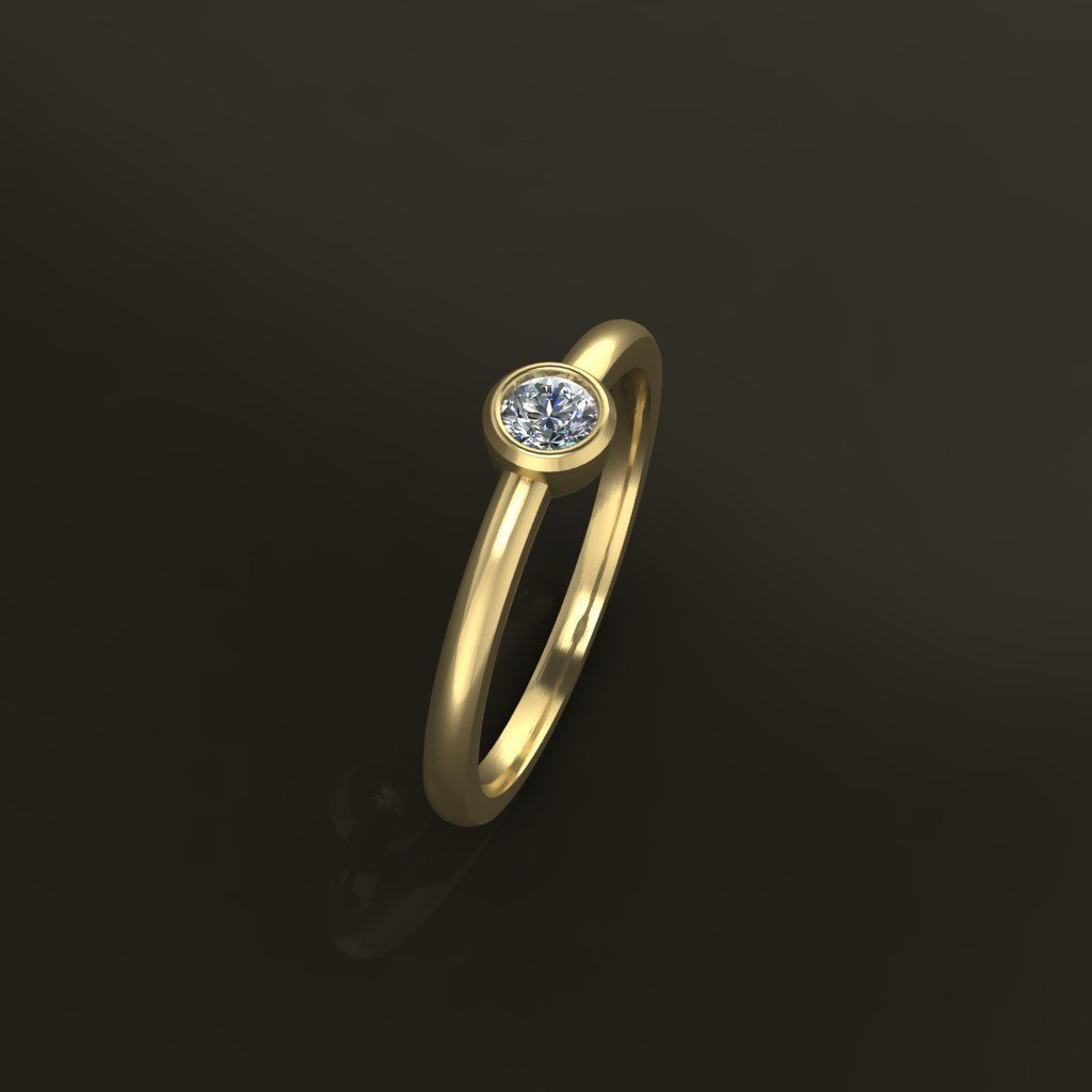 Bezel Single Diamond Ring 3mm50 Mix Size 3D print model_6