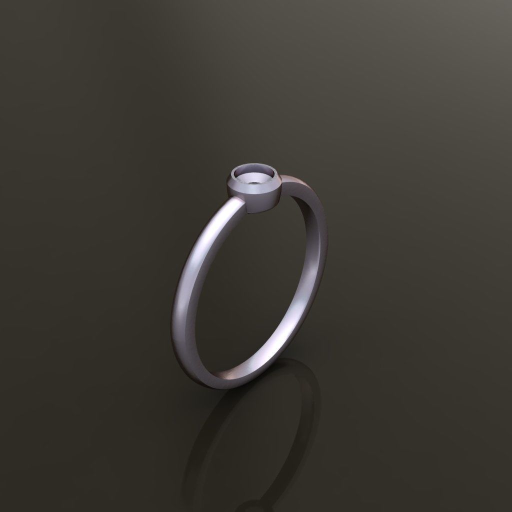 Bezel Single Diamond Ring 3mm50 Mix Size 3D print model_9