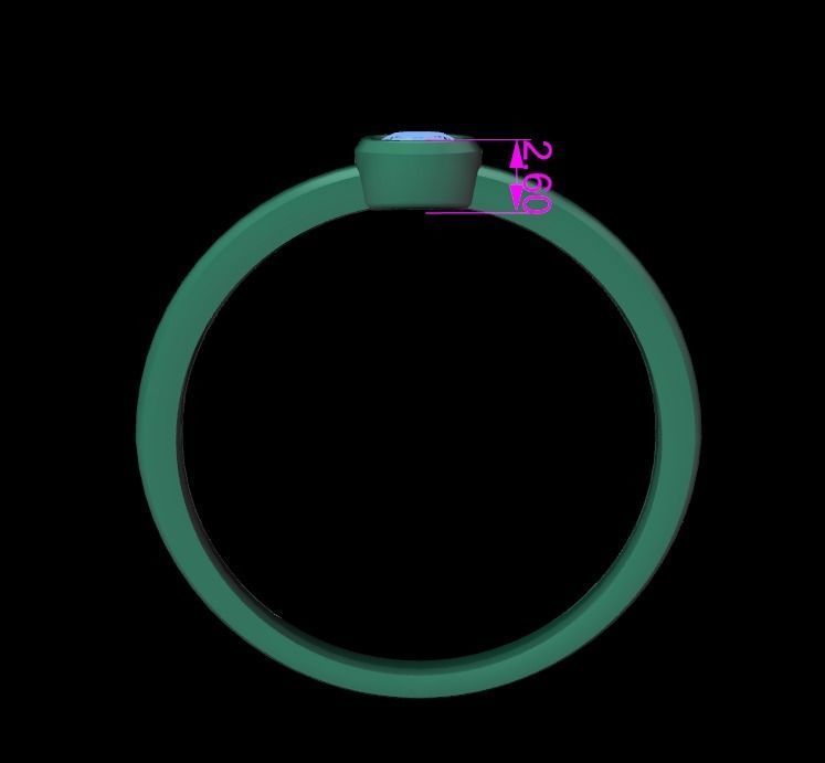 Bezel Single Diamond Ring 3mm50 Mix Size 3D print model_17