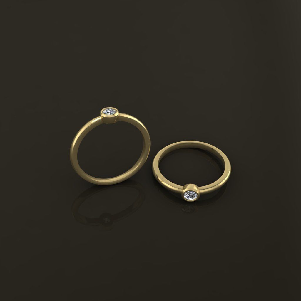 Bezel Single Diamond Ring 3mm50 Mix Size 3D print model_1