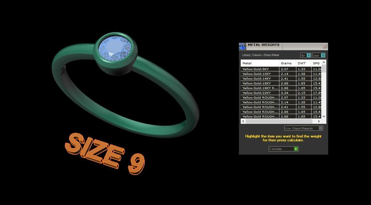 Bezel Single Diamond Ring 4mm Mix Size 3D print model_14