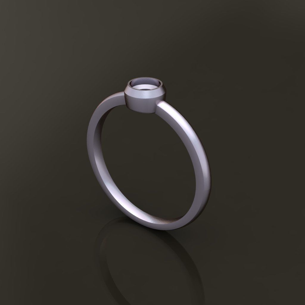 Bezel Single Diamond Ring 4mm Mix Size 3D print model_9