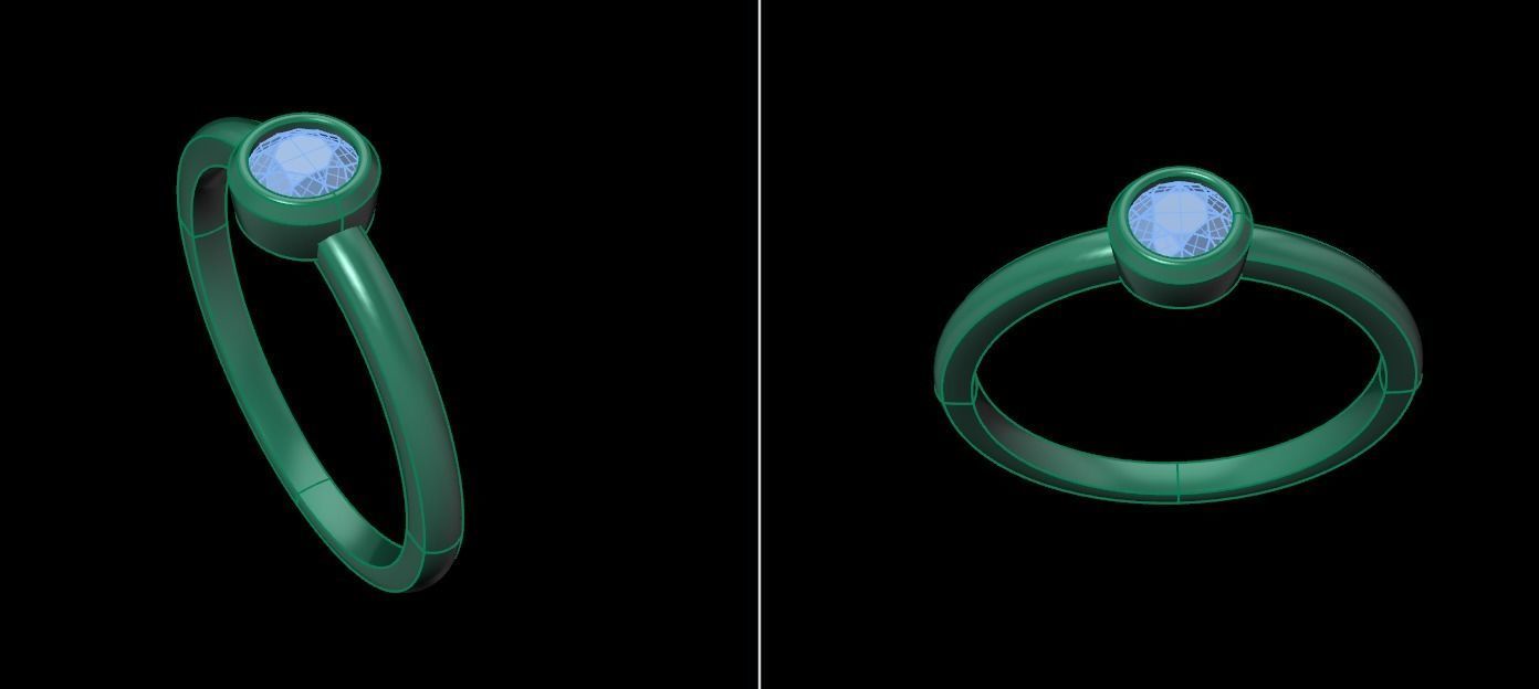 Bezel Single Diamond Ring 4mm Mix Size 3D print model_20