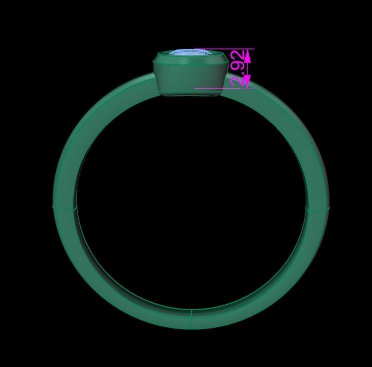 Bezel Single Diamond Ring 4mm Mix Size 3D print model_16