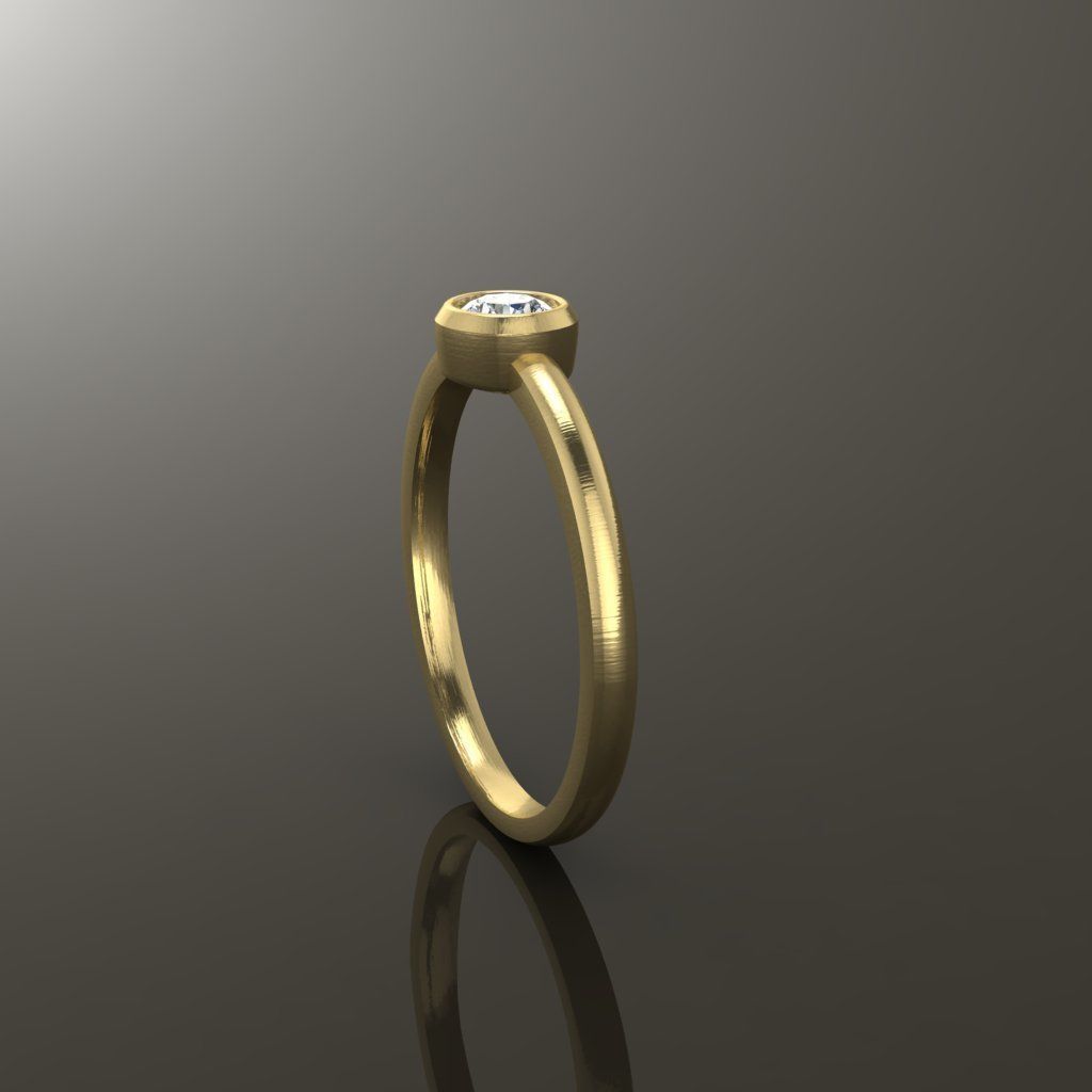 Bezel Single Diamond Ring 4mm Mix Size 3D print model_6