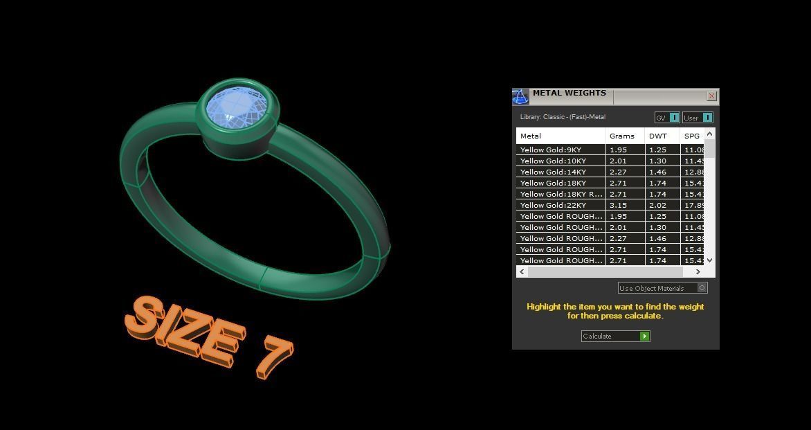 Bezel Single Diamond Ring 4mm Mix Size 3D print model_12