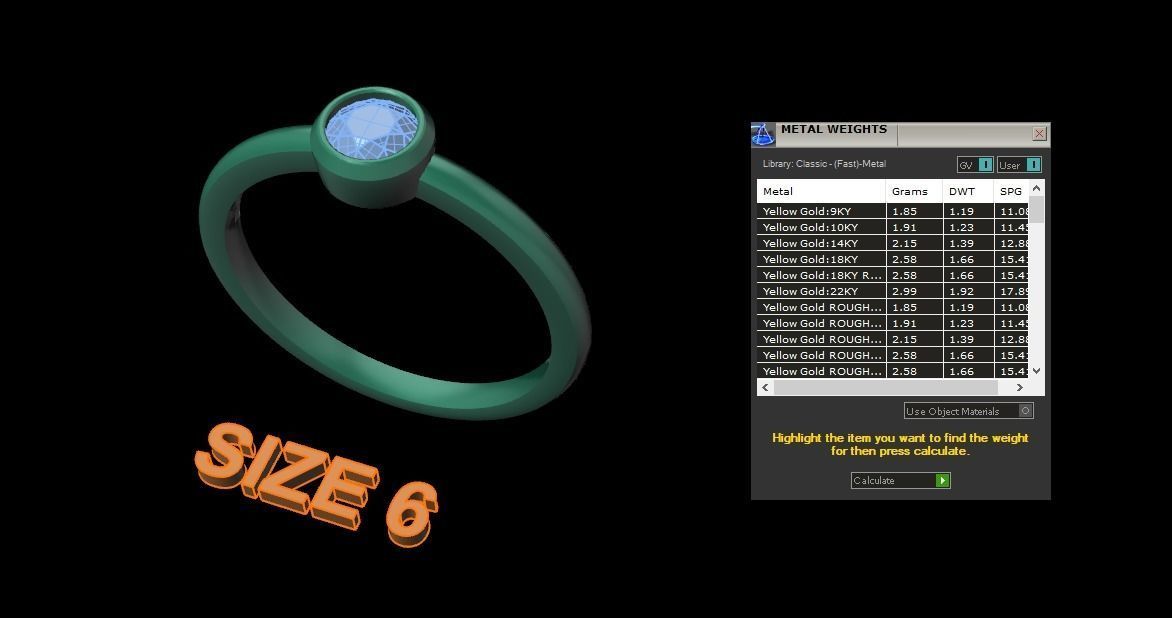 Bezel Single Diamond Ring 4mm Mix Size 3D print model_11